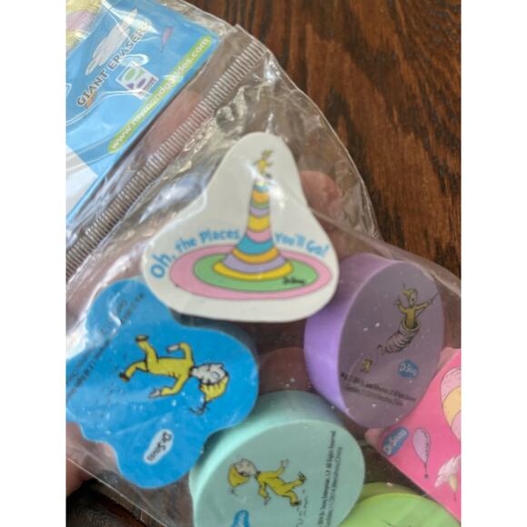 Dr Seuss Giant Erasers 6ct. Oh the Places You’ll Go Lorax Pink Blue School - Picture 7 of 9